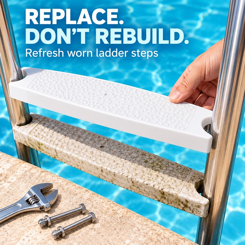 3 Pack Universal Swimming Pool Ladder Replacement Steps, Non-Slip ABS