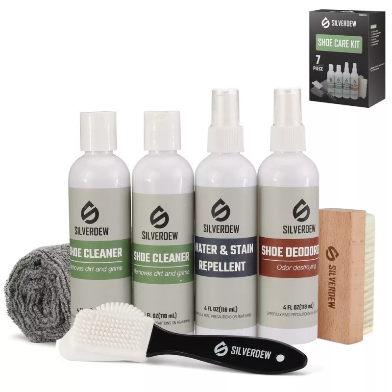 SILVERDEW 7PCS Shoe Cleaning Kit, 2 Bottles Shoe Cleaner, Deodorizer,
