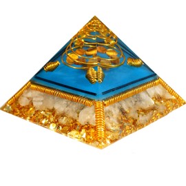 Soulnioi 3.7" Topaz Organ Pyramid Chakra Pyramid Natural Quartz Positive Energy Generator for Chakra Balance Reiki Meditaion