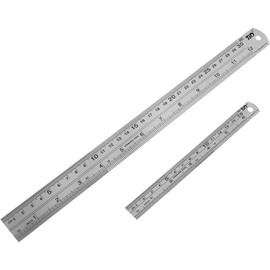 Juego de 2 reglas de acero inoxidable y reglas de metal, 30 cm, 15 cm, 30 cm, 15 cm de espesor