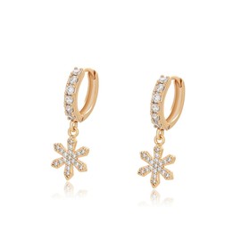 XUPING Small Hoop Earrings CZ Snowflake Dangle Drop Earrings 18K Gold Plated Cubic Zirconia Earrings Hypoallergenic Jewelry For Women