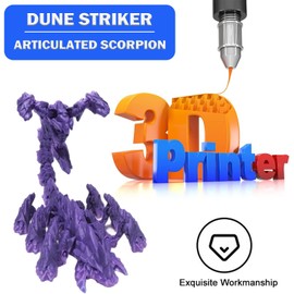DOSSAYUN 3D Printed Toys Scorpion Toy, Relief Anxiety Scorpion Action Figures, Rotatable and Poseable Articulated Scorpion Striker/Dragon Toys for Collectors & Adults (13.8in-Purple)