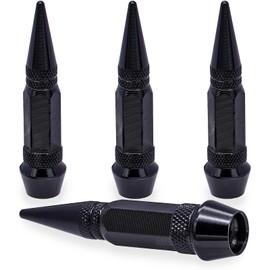 MEAJOO 4PCS Spiked Style Tire Valve Stem Caps, Universal Aluminium Alloy Dustproof Tire Valve Stem Covers for Cars, SUV, Trucks, Bikes, Motorcycles, Bicycles(60MM & Black)