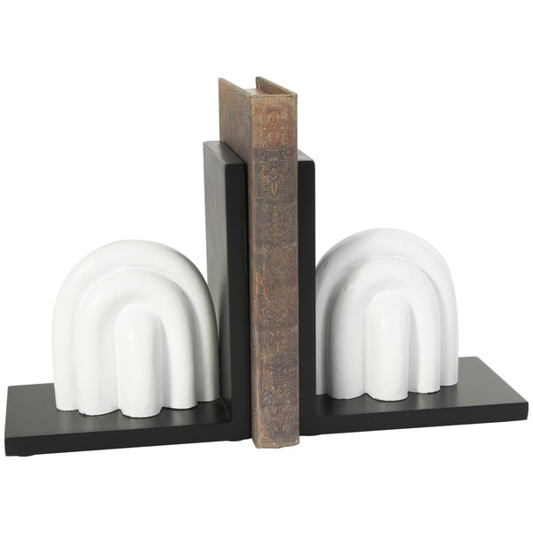 CosmoLiving by Cosmopolitan Wooden Abstract Decorative Bookends Layered Arched Non