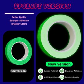 Nufiwra 10 Pack Spike Tape Glow in The Dark Tape – 55 Yard Total Neon Gaffer Tape, 6 Fluorescent UV Blacklight Reactive Colors for Party, Dance Floors, Stage & Wall Decorations – Improved Adhesion