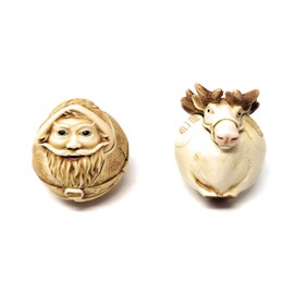 Harmony Kingdom - Roly Polys "Nick & Rudy - US Version - Vivid Set Of 2" Christmas Santa And Reindeer Figurine