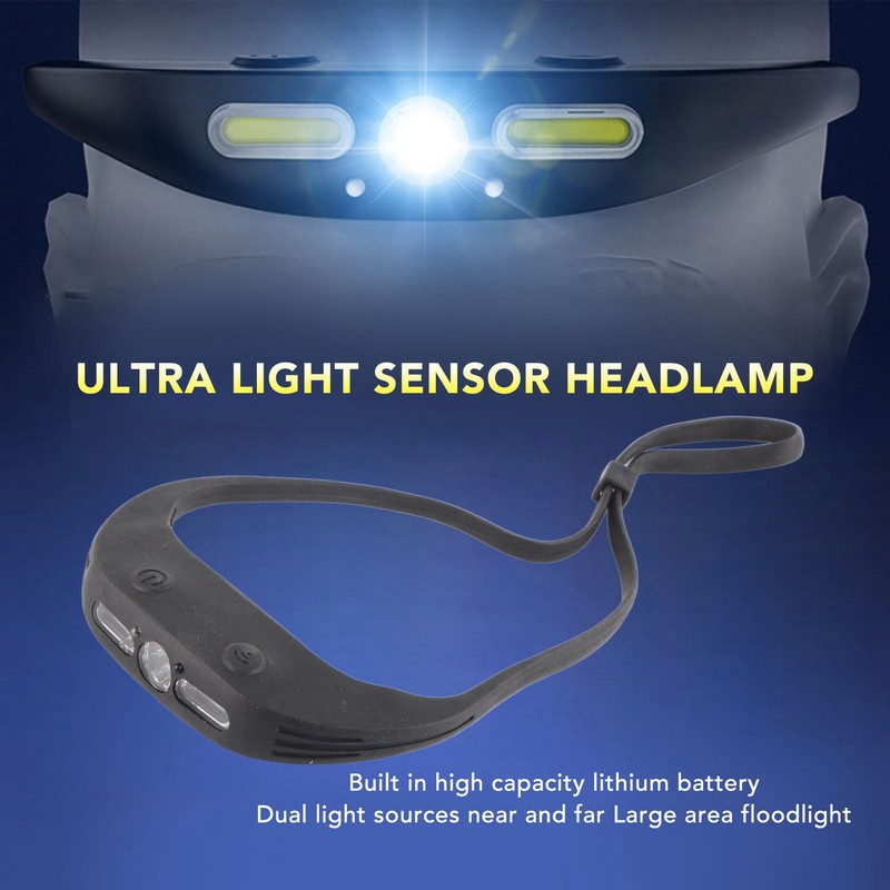 Motion Sensor Head Lamp Rechargeable Sensitive Ultralight Adjustable COB Headlamp