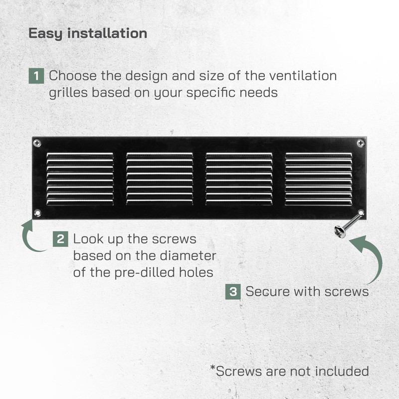 Vent Systems 16'' x 4'' Inch (Overall Dimensions) Black Metal