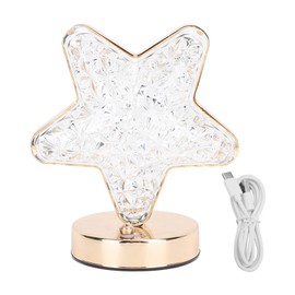 Star Bedside Table Lamp Cordless Rechargeable 3 Color Stepless Dimmable with 1200mAh Battery Crystal Night Light