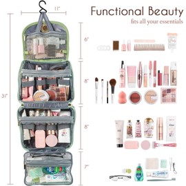 Hanging Toiletry Bag, Waterproof Travel Makeup Bag, Portable Toiletry Bag for Makeup Large Capacity Makeup Travel Organizer Multifunctional Travel Organizer for Women, Travel,, Green, Fashionable