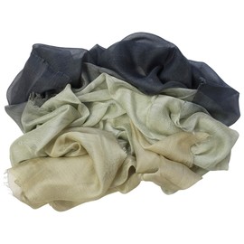 Blue Pacific Dream Cashmere and Silk Scarf in Slate, Green, and Yellow 47 x 37