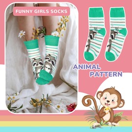 Queenshin Funny Girls Novelty Socks Crazy 3D Print Patterned Teen Kids Crew Socks Monkey Lion Elephant Gifts