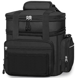 Expandable Lunch Box Cooler Bag - Insulated Heavy Duty Lunch Bag for Men Women - Large Lunchbox for Adults Work Outside Picnic Black 22L