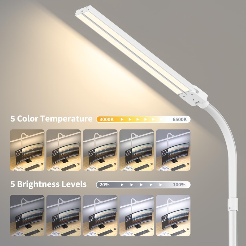 Kaulsoue Desk Lamp Architect Task Dual Head Modern Flexible Gooseneck
