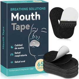 65PCS Mouth Tape For Sleeping,Parches Boca para Dormir No Roncar,Cinta Bucales Antirronquidos Ayudan con Respiración y Ronquidos,Sleep Tape Sequedad Bucal,Tira Bucal Ideales para Dormir con Boca Cerrada(Negro) (Negro, 65)