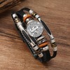 BaBakiak St Benedict Exorcism Medal Leather Bracelet, Multilayer with Beads