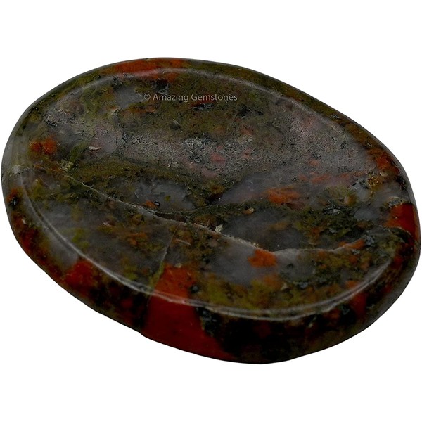 Unakite Thumb Worry Rubbing Stone for Anxiety Healing ~ Oval Cabochon Stone ~ Easy to Carry Natural Crystal Pocket Palm Stone