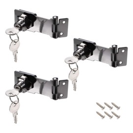 uxcell 3-inch Keyed Hasp Locks Zinc Alloy Twist Knob Keyed Locking Hasp W Screws for Door Cabinet Keyed Alike Black 3Pcs