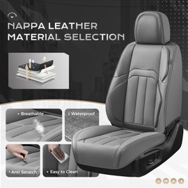 Coverado Car Seat Cover, Cover for Cars Front Seat, Premium Leather, Universal Fit Waterproof Seat Protectors, Car Seat Cushion Non-Slip for Most Cars-Gray