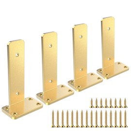 Floating Shelf Brackets Upgraded, 8 inch, Gold Heavy Duty Iron Shelf Brackets, Industrial Modern Floating Shelf Support for Wall Mount Shelves,Wide Brackets ,4 Pack, Support DIY(5mm Thickening Type).