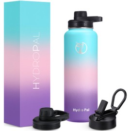 HydroPal Stainless Steel Drinking Bottle - 750 ml, 1 L, 1.2 L, BPA-Free, Suitable for Carbonated Drinks, Insulated Bottle with Straw & 2 Lids, Leak-Proof Insulated Bottle for Sports (Bubble, 1200 ml)