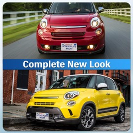 Heavy Duty Front License Plate Frame Compatible with 2013-2019 Fiat 500, 500e or Abarth, No Drill Grille Mount, Anti-Theft License Plate Holders Bracket, Rust-Proof, Rattle Proof Car Accessories