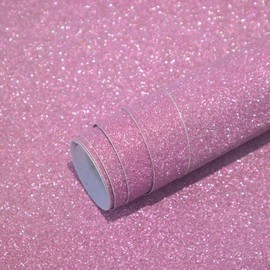 Kitico Glitter Pink Wallpaper Pink Contact Paper Glitter Pink Peel and Stick Wallpaper Pink Self Adhesive Wallpaper Glitter DIY Decoration 17.7"x78.7"