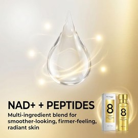NAD+ - Suero potenciador de péptidos, suero facial reafirmante de 7 péptidos con niacinamida y ácido hialurónico, suero hidratante para líneas finas, 