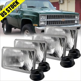 Unbranded 4PCS 4"X6" LED Headlights Housing Original Replacement For Chevy C10 K10 Blazer