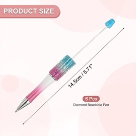 PATIKIL Diamond Beadable Pens, 6 Pcs Gradient Plastic Black Ink Bead Pen Creative DIY Ballpoint Pens for Teacher Office DIY Crafts Party Decorations Handmade Supplies, Blue/White/Purple