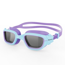 BEEWAY Kids Swimming Goggles 6-14 | Wide View | Anti-fog | Anti-leak | Quick Adjust Strap | UV Protection | Super Comfort for Boys and Girls
