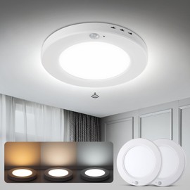 wowatt 2Pcs Motion Sensor Ceiling Light Wired, 3000K/4000K/6000K Selectable Motion Closet Light, 15W 1800LM Motion Sensor Light Indoor for Hallway, Stairs, Storage(7.48Inch)