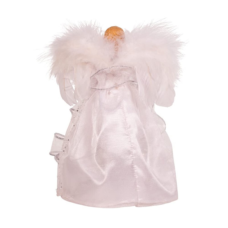 10-Inch Battery-Operated Silver and White Fairy Lighted Angel Tree Topper