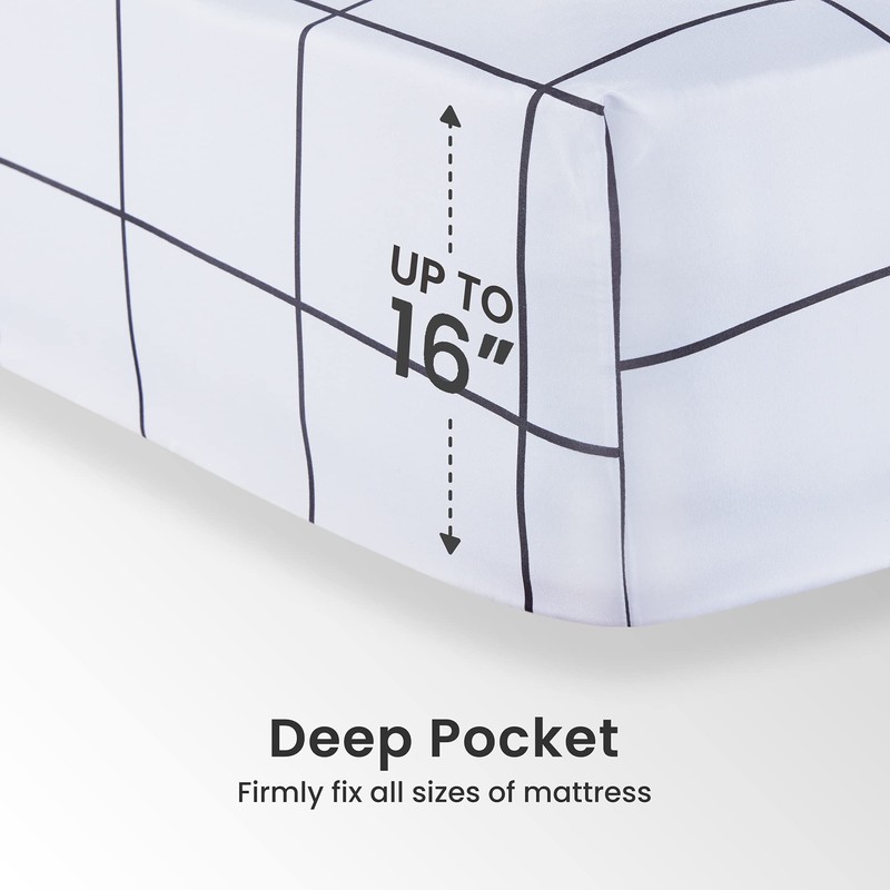 SLEEP ZONE Printed Plaid Queen Size Sheet Set 4 Piece