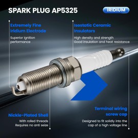 SYKRSS AP5325 Iridium Spark Plugs 4 Pack - Compatible with Nissan Altima Sentra Compatible with Toyota RAV4 Sonata Tucson Sportage Cherokee, 1.8L 2.0L 2.4L 2.5L 2.7L Engine - Replaces 95712 Spark Plug