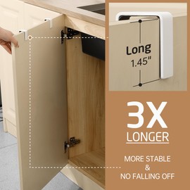 KES Over Cabinet Door Towel Rack, Kitchen Tea Towel Rail for Cupboard Drawer Cabinet, Scratchproof Bathroom Over Door Towel Holder, White 2 Pack, KTH500S26-WH-P2