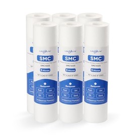 Whole House 5 Micron 10" x 2.5" Spun Polypropylene Sediment Well Water Filter Cartridge Replacement for Culligan P5, WH-S200-C, HF-360A, P5A, P5-10, SDC-25-1005, WHKF-GD05, AP110, FP15 (Pack of 6)