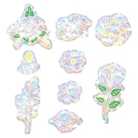 4 Sheets Bird Anti Collision Window Stickers, Window Strike Prevention Rainbow Prism Window Clings Alert Static Decals to Protect Wild Birds Against Glass (Flowers)