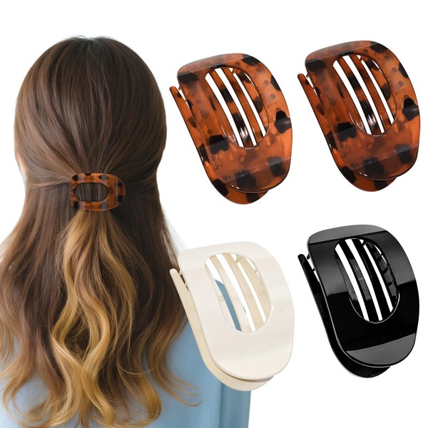 Tizanfenor Flat Hair Claw Clips for Women's Thick Curly Hair