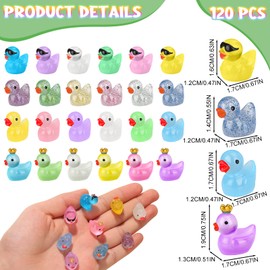 GSrenyu 120 Pack Mini Ducks 4 Styles of Tiny Ducks Lively and Interesting Colorful Mini Resin Animals for Creative DIY Aquarium Craft Dollhouse and Fairy Garden Decor