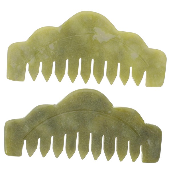 minkissy 2pcs Jade Scalp Massage Combs Natural Hair Care Tool