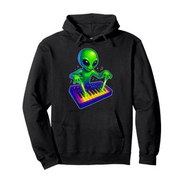 Funny Alien Playing Synth Electronic Music Space EDM Pullover Hoodie