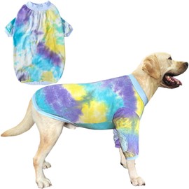 PriPre Blue Tie Dye Dog Clothes for Medium Dogs Breathable Cotton Dog Shirt Dog Pajamas Big Dogs Boy Girl Medium