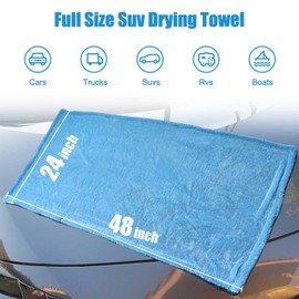 Extra Large Car Drying Towel, 48”x24” Dual Sided Microfiber Car Cleaning Towel with Twisting Yarn Technique, 1200GSM Super Absorbent, Holds Up to 8 lbs, Scratch-Free, Machine Washable (Darkgray-Blue)