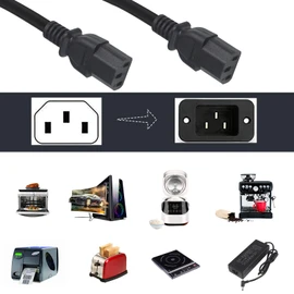 3 Way Splitter 3X C13 to C14 Power Cord Split 0.6M Length 3G1.0mm2 Heavy Duty 1Pack