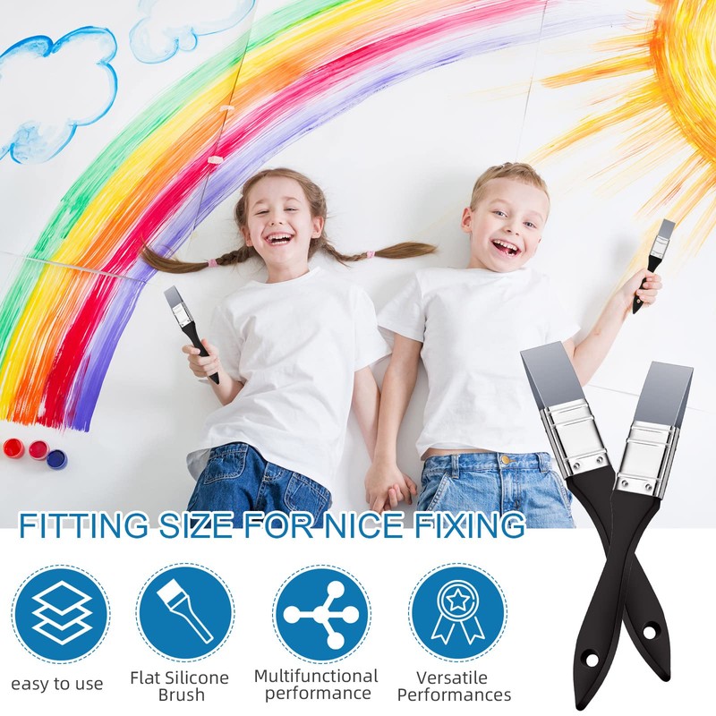 Gandeer 2 Pieces Silicone Painting Brush Color Shaper Tool Flat