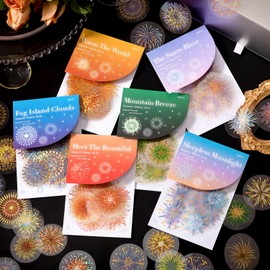 Yoksas 180Pcs Gold Foil Fantasy Fireworks Stickers Set - Aesthetic Clear Firecrackers Scrapbook Stickers for Journaling, Resin Art, Card Making, Envelope,Party Supplies Decoration