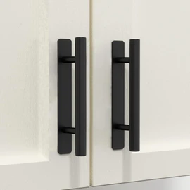 HOMOTEK 2 Pack Self-Adhesive Sliding Closet Door Handles Instant Self-Stick Cabinet Drawer Handles, Stick-On Kitchen Cabinet Pulls Furniture Handles- 5 Inch, No-Drill, Black