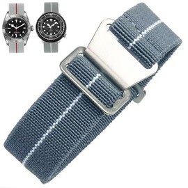 Nizonlaie Elastic Nylon Watch Band French Troops Paratrooper Military Parachute Style 18mm 20mm 22mm Hook-and-Loop Premium Striped Fabric Nylon Replacement Watch Strap for Men Women