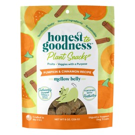 Honest to Goodness Plant Snacks Mellow Belly Pumpkin & Cinnamon Recipe Dog Treats, Enriched with Omega 3s & Postbiotics, 8oz